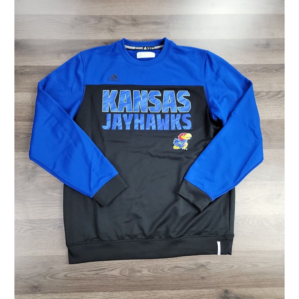 Adidas Kansas Jayhawks Sweater Medium Black Pullover Climalite Sweatshirt Mens